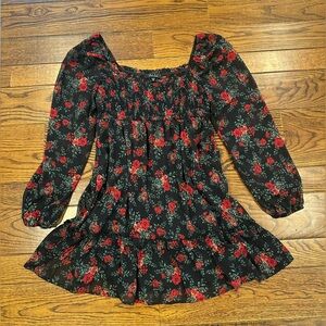 Trixxi Black and Red Floral Mini Dress